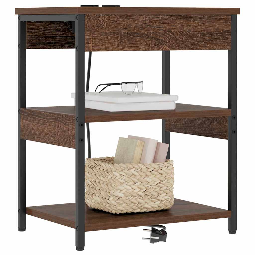 Bedside Cabinet Brown oak Engineered wood