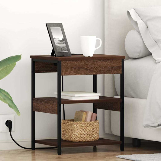 Bedside Cabinet 2 pcs Brown oak Engineered wood