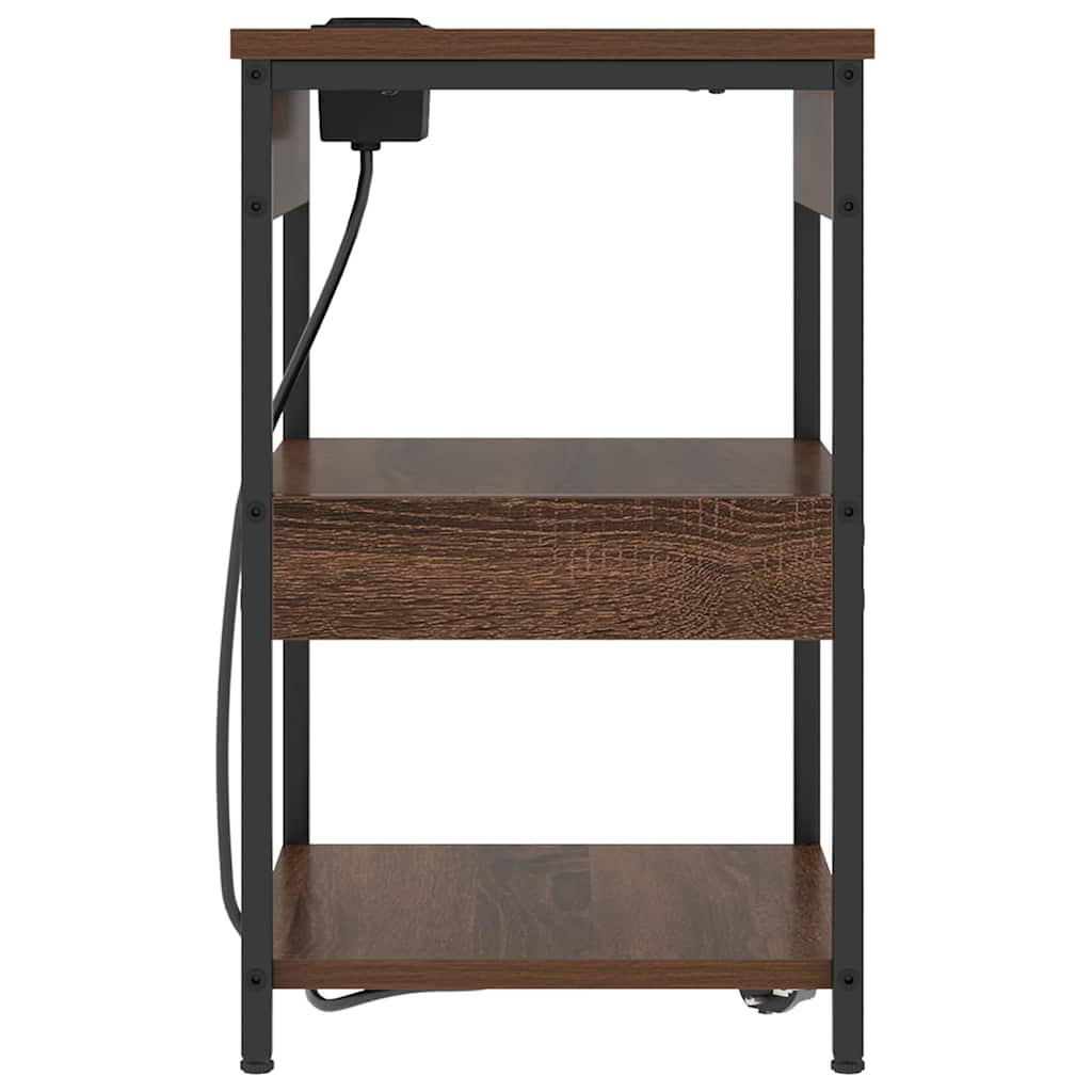 Bedside Cabinet 2 pcs Brown oak Engineered wood