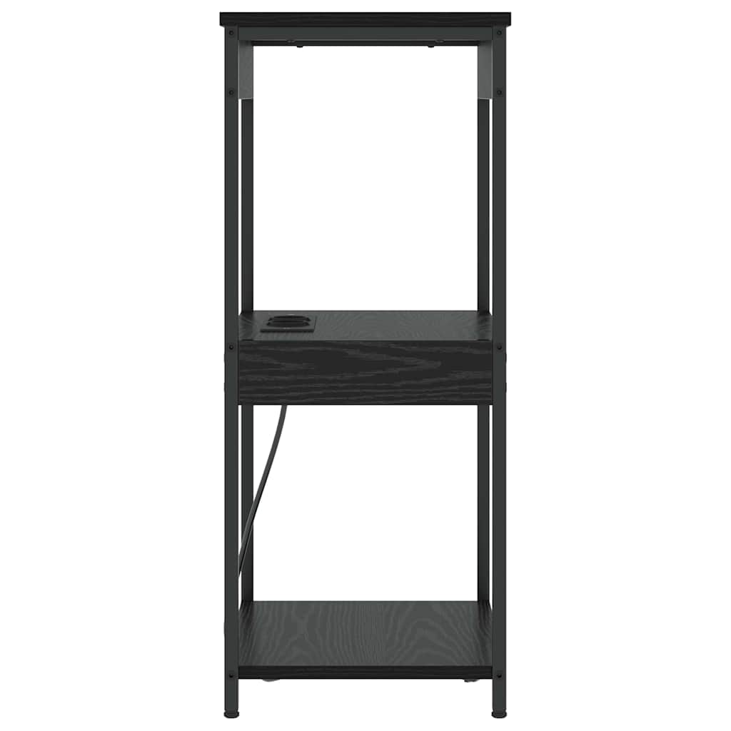 Bedside Cabinet with Charging Station Black oak Engineered Wood