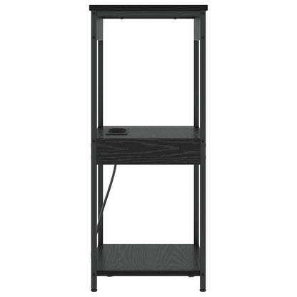 Bedside Cabinet with Charging Station Black oak Engineered Wood