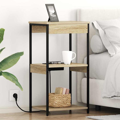 Bedside Cabinet with Charging Station with Shelf Sonoma oak