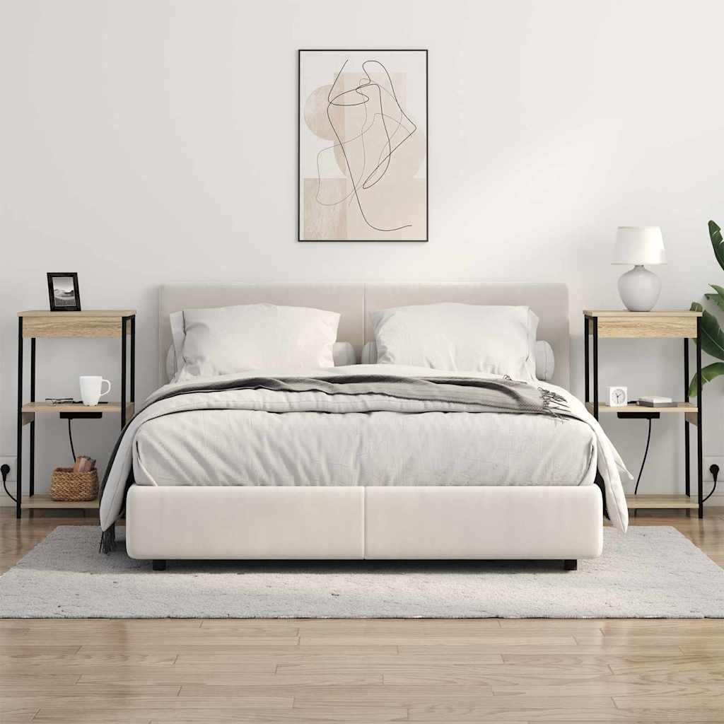 Bedside Cabinet with Charging Station with Shelf Sonoma oak