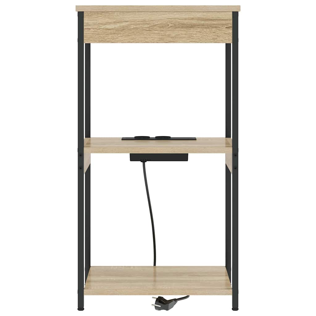 Bedside Cabinet with Charging Station with Shelf Sonoma oak