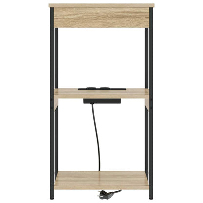 Bedside Cabinet with Charging Station with Shelf Sonoma oak