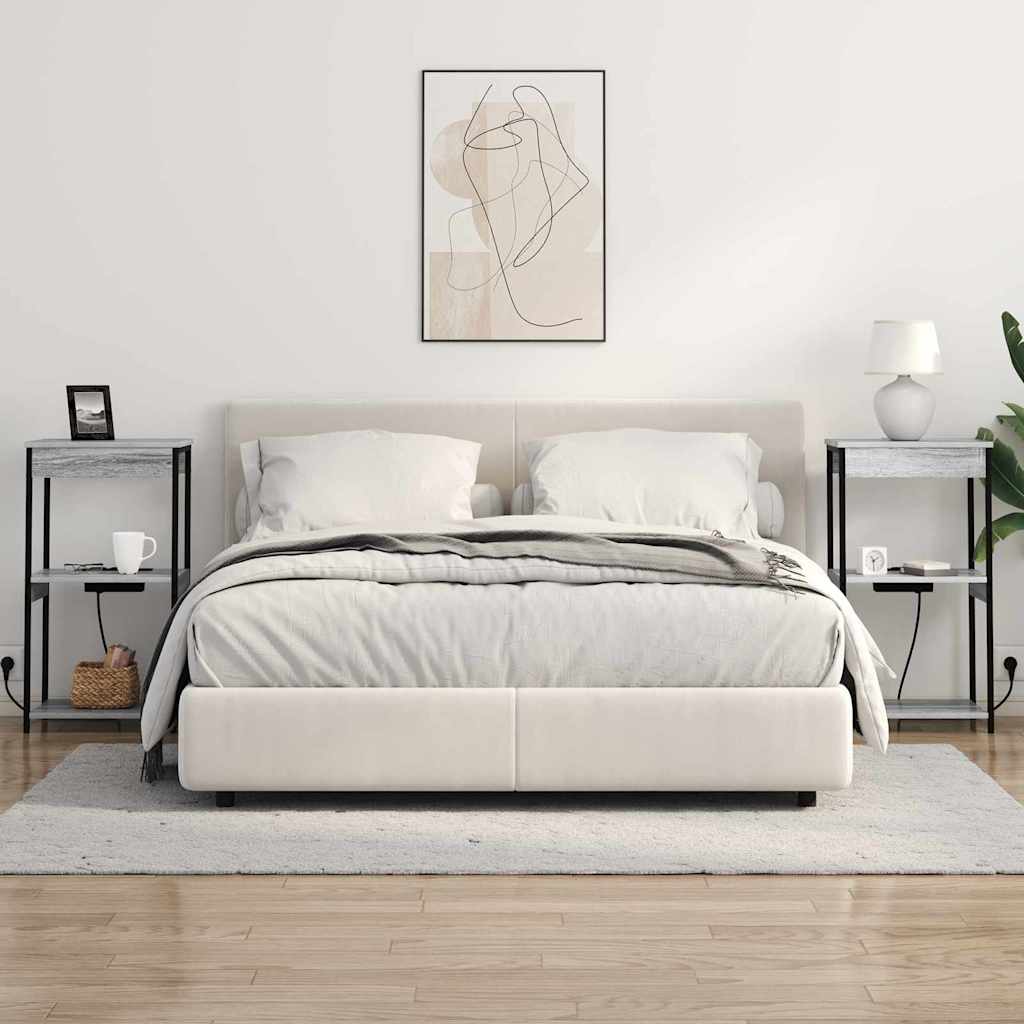 Bedside Cabinet with Charging Station with Shelf Grey sonoma