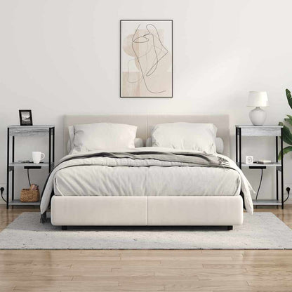 Bedside Cabinet with Charging Station with Shelf Grey sonoma