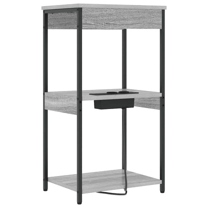 Bedside Cabinet with Charging Station with Shelf Grey sonoma