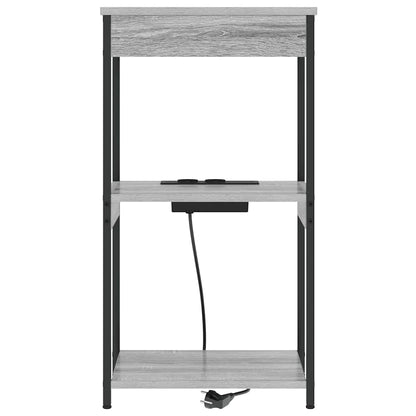 Bedside Cabinet with Charging Station with Shelf Grey sonoma