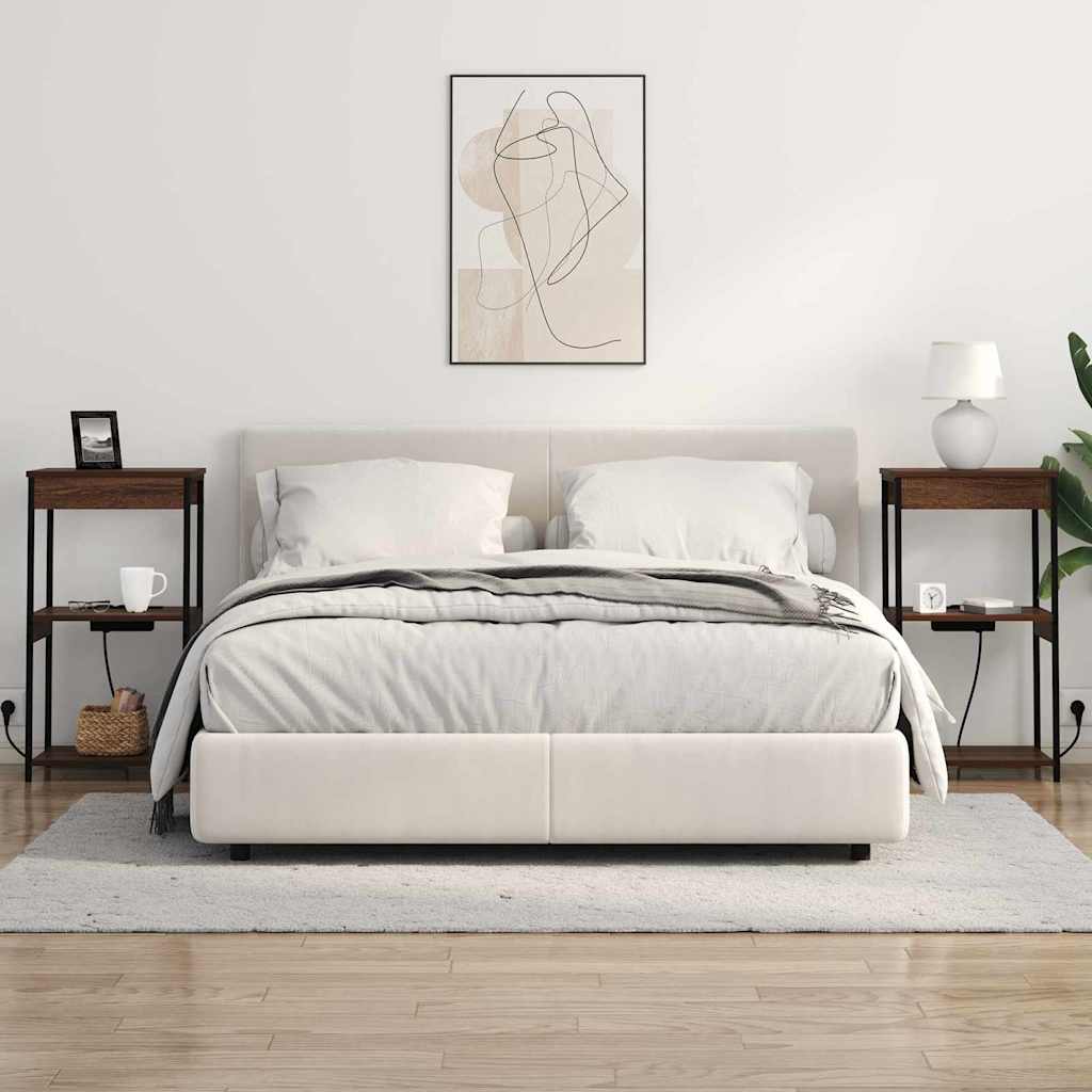 Bedside Cabinet with Charging Station Brown oak Engineered Wood