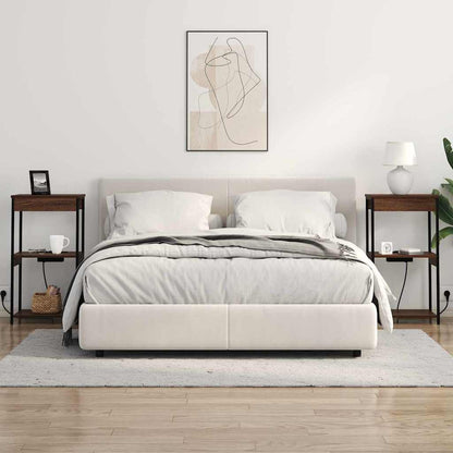 Bedside Cabinet with Charging Station Brown oak Engineered Wood