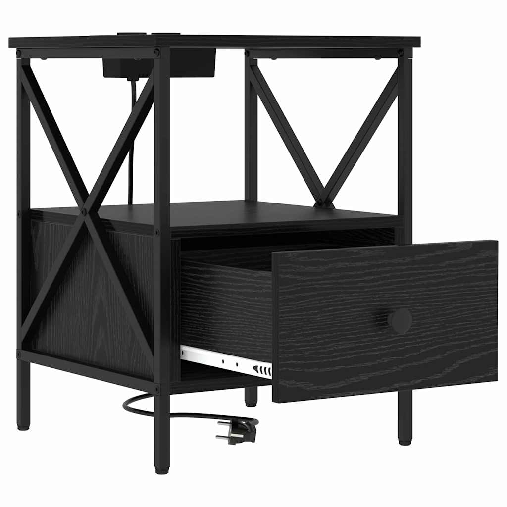 Bedside Cabinet Black oak 41.5 x 40.5 x 55 cm Engineered wood