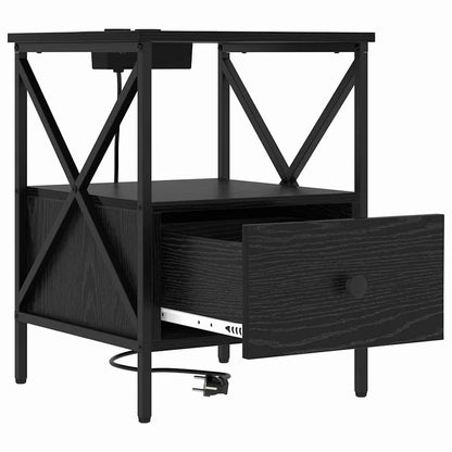 Bedside Cabinet Black oak 41.5 x 40.5 x 55 cm Engineered wood