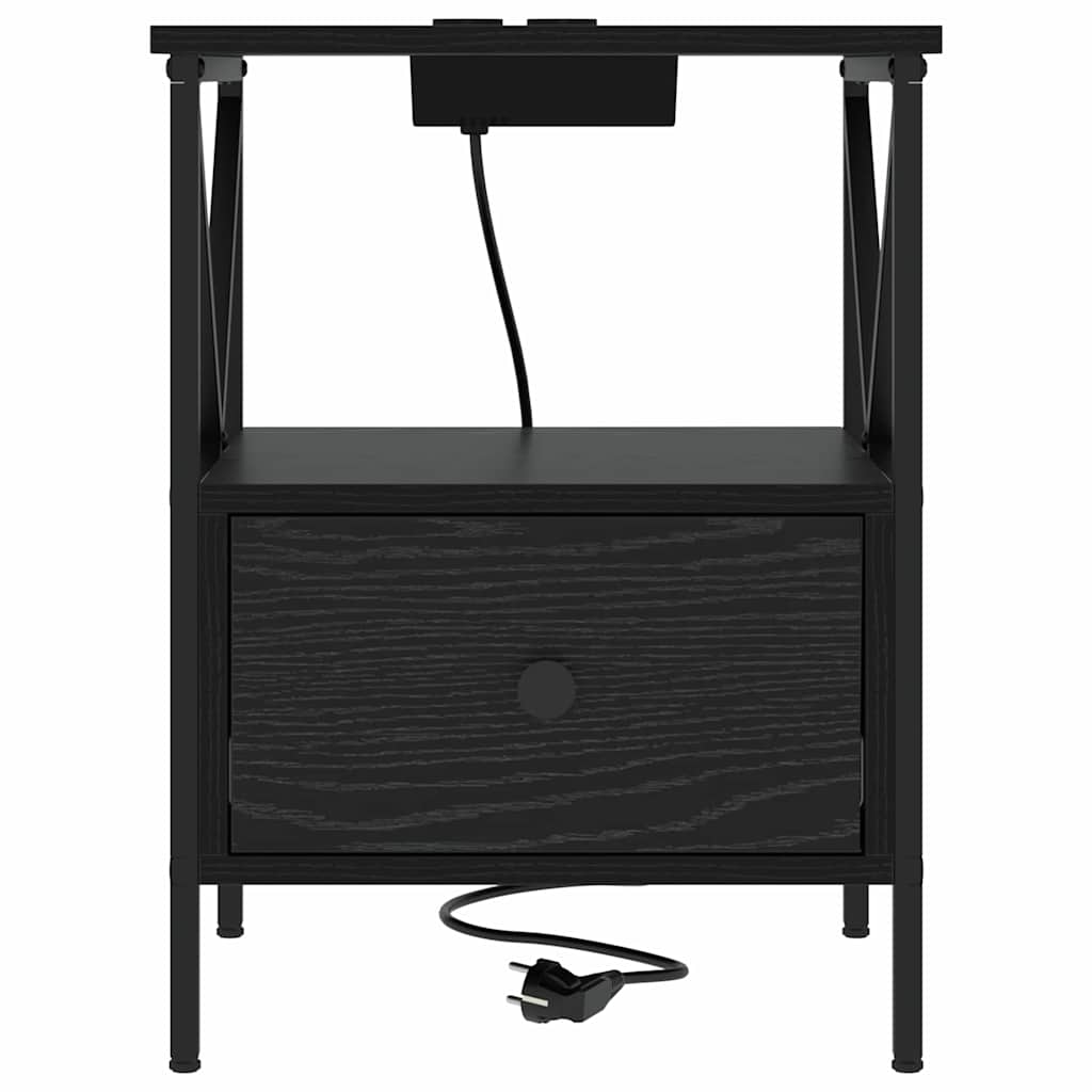 Bedside Cabinet Black oak 41.5 x 40.5 x 55 cm Engineered wood