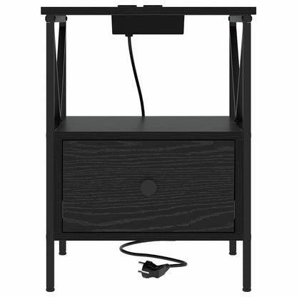 Bedside Cabinet Black oak 41.5 x 40.5 x 55 cm Engineered wood