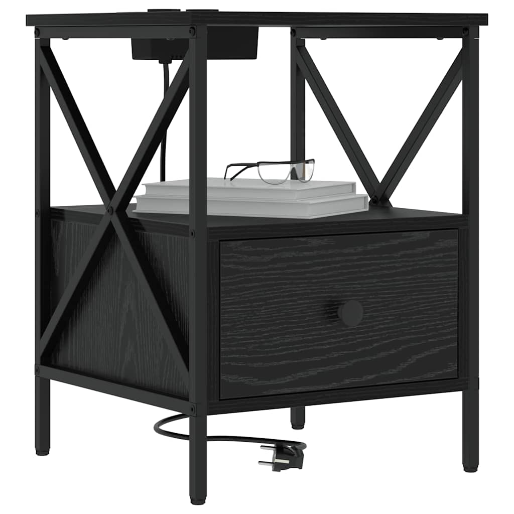 Bedside Cabinet Black oak 41.5 x 40.5 x 55 cm Engineered wood