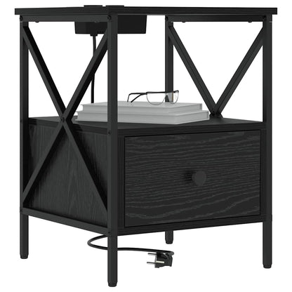 Bedside Cabinet Black oak 41.5 x 40.5 x 55 cm Engineered wood