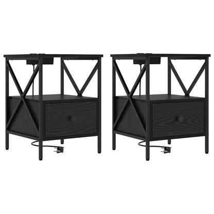 Bedside Cabinet Black oak 41.5 x 40.5 x 55 cm Engineered wood