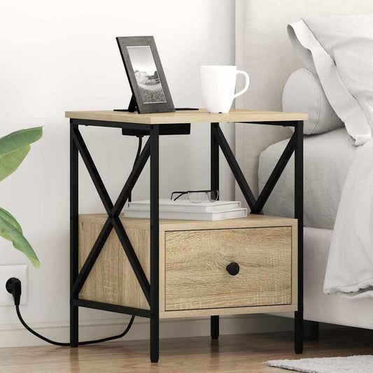 Bedside Cabinet Sonoma oak 41.5 x 40.5 x 55 cm Engineered wood
