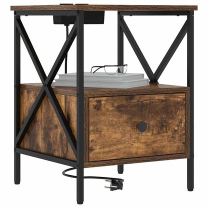 Bedside Cabinet Smoked oak 41.5 x 40.5 x 55 cm Engineered wood