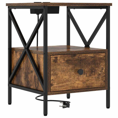 Bedside Cabinet Smoked oak 41.5 x 40.5 x 55 cm Engineered wood