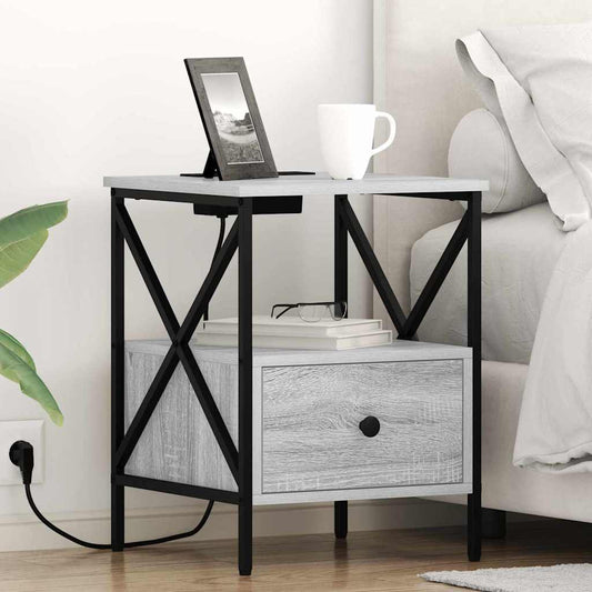 Bedside Cabinet Grey sonoma 41.5 x 40.5 x 55 cm Engineered wood