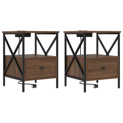 Bedside Cabinet Brown oak 41.5 x 40.5 x 55 cm Engineered wood