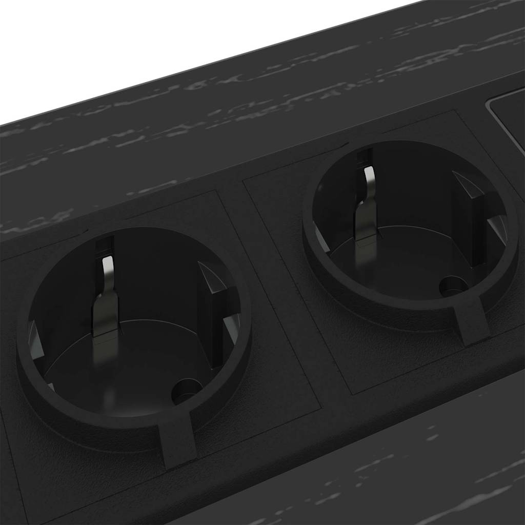 Bedside Cabinet with Charging Station Black oak Engineered Wood