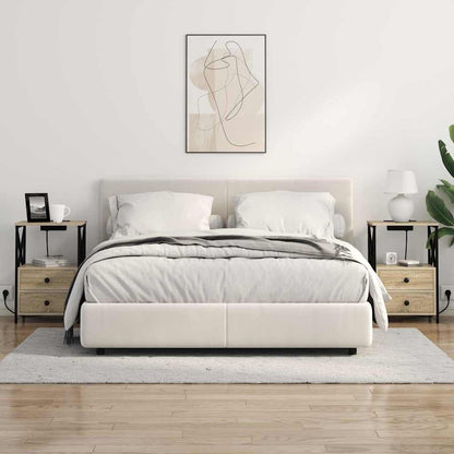 Bedside Cabinet with Charging Station with Drawer Sonoma oak