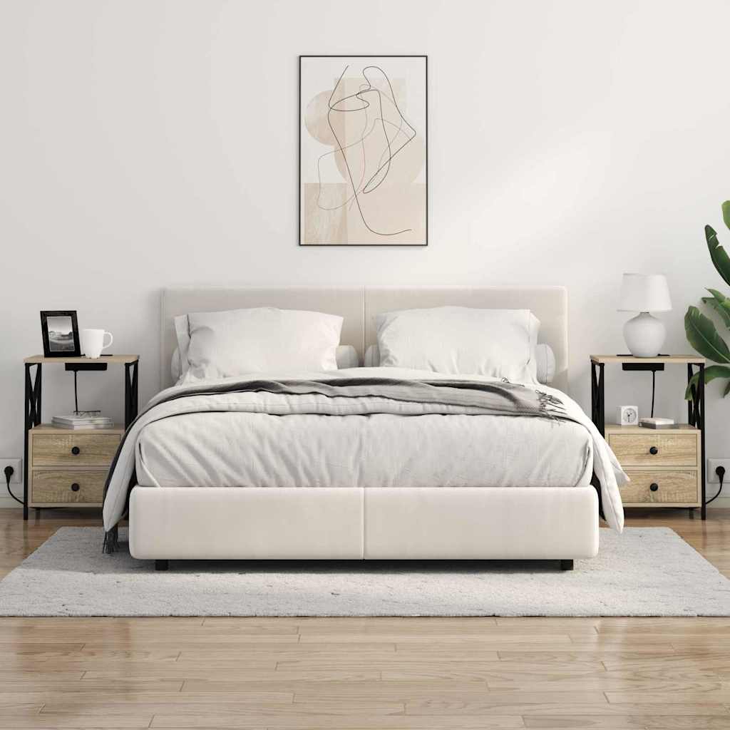 Bedside Cabinet with Charging Station with Drawer Sonoma oak