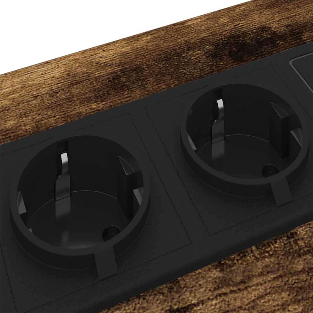 Bedside Cabinet with Charging Station with Drawer Smoked oak