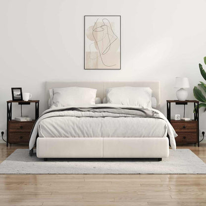 Bedside Cabinet with Charging Station Brown oak Engineered Wood