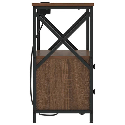 Bedside Cabinet with Charging Station Brown oak Engineered Wood