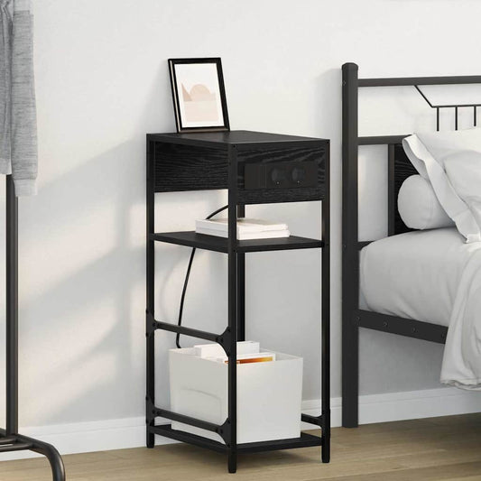 Bedside Cabinet Black oak 40 x 27 x 76 cm Engineered wood
