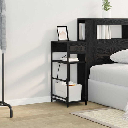 Bedside Cabinet Black oak 40 x 27 x 76 cm Engineered wood
