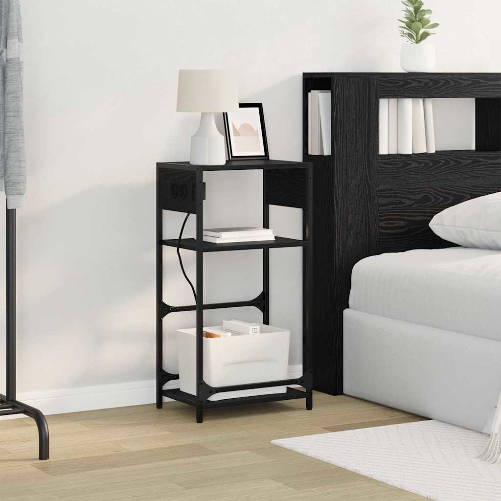 Bedside Cabinet Black oak 40 x 27 x 76 cm Engineered wood