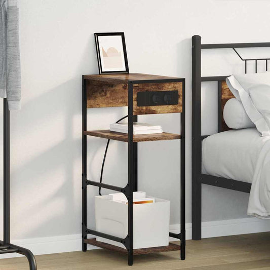 Bedside Cabinet Smoked oak 40 x 27 x 76 cm Engineered wood