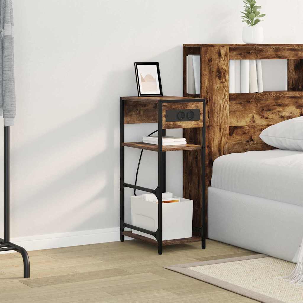 Bedside Cabinet Smoked oak 40 x 27 x 76 cm Engineered wood