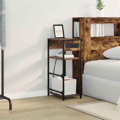 Bedside Cabinet Smoked oak 40 x 27 x 76 cm Engineered wood