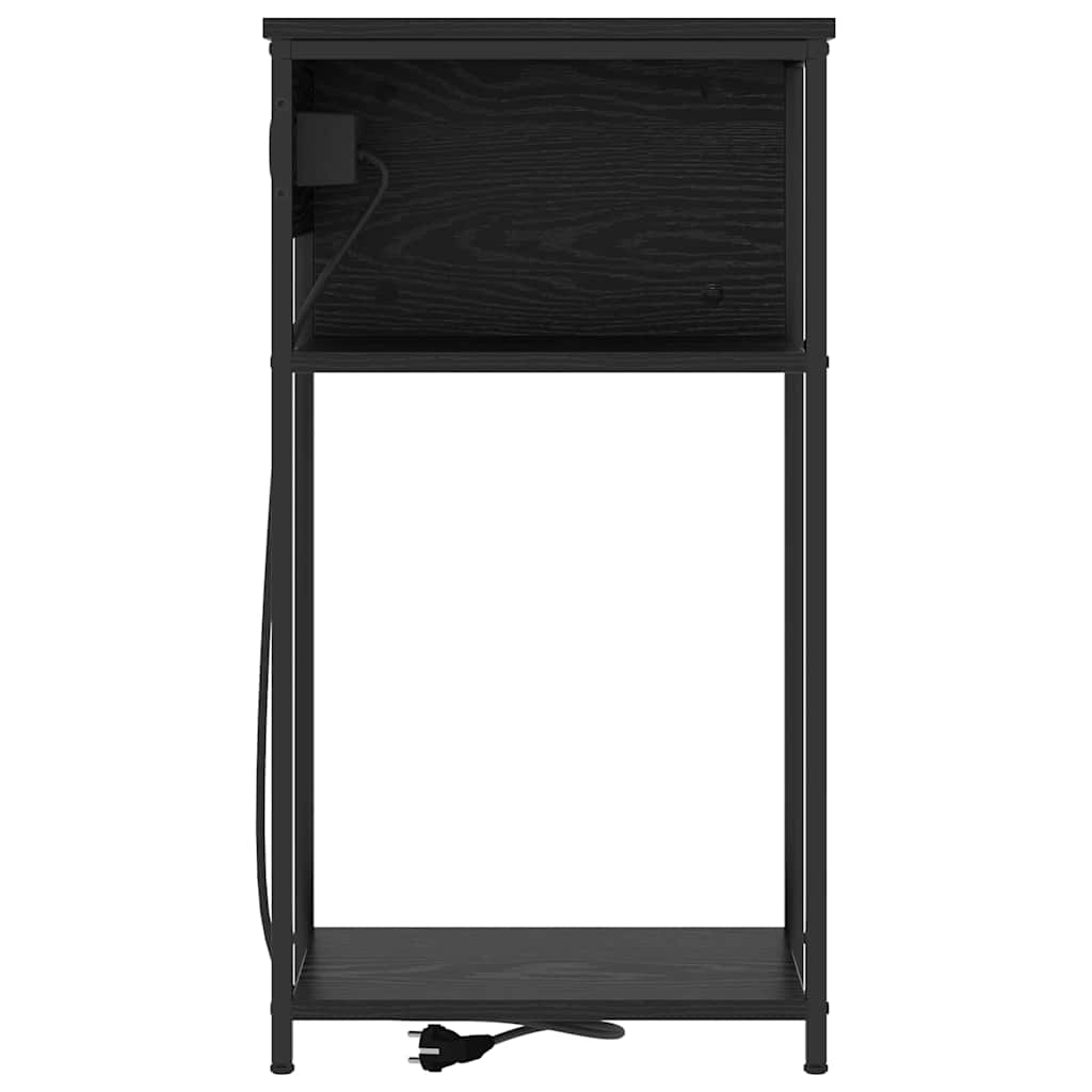 Bedside Cabinet Black oak 41 x 28 x 76 cm Engineered wood