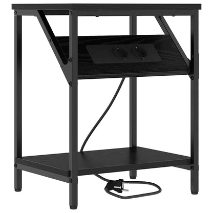 Bedside Table 2 pcs Black oak 38 x 30 x 48 cm Engineered wood