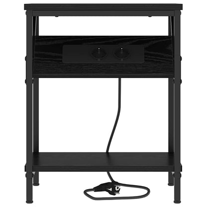 Bedside Table 2 pcs Black oak 38 x 30 x 48 cm Engineered wood