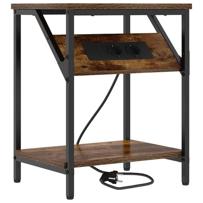 Bedside Table Smoked oak 38 x 30 x 48 cm Engineered wood