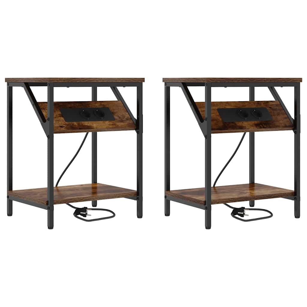 Bedside Table 2 pcs Smoked oak 38 x 30 x 48 cm Engineered wood