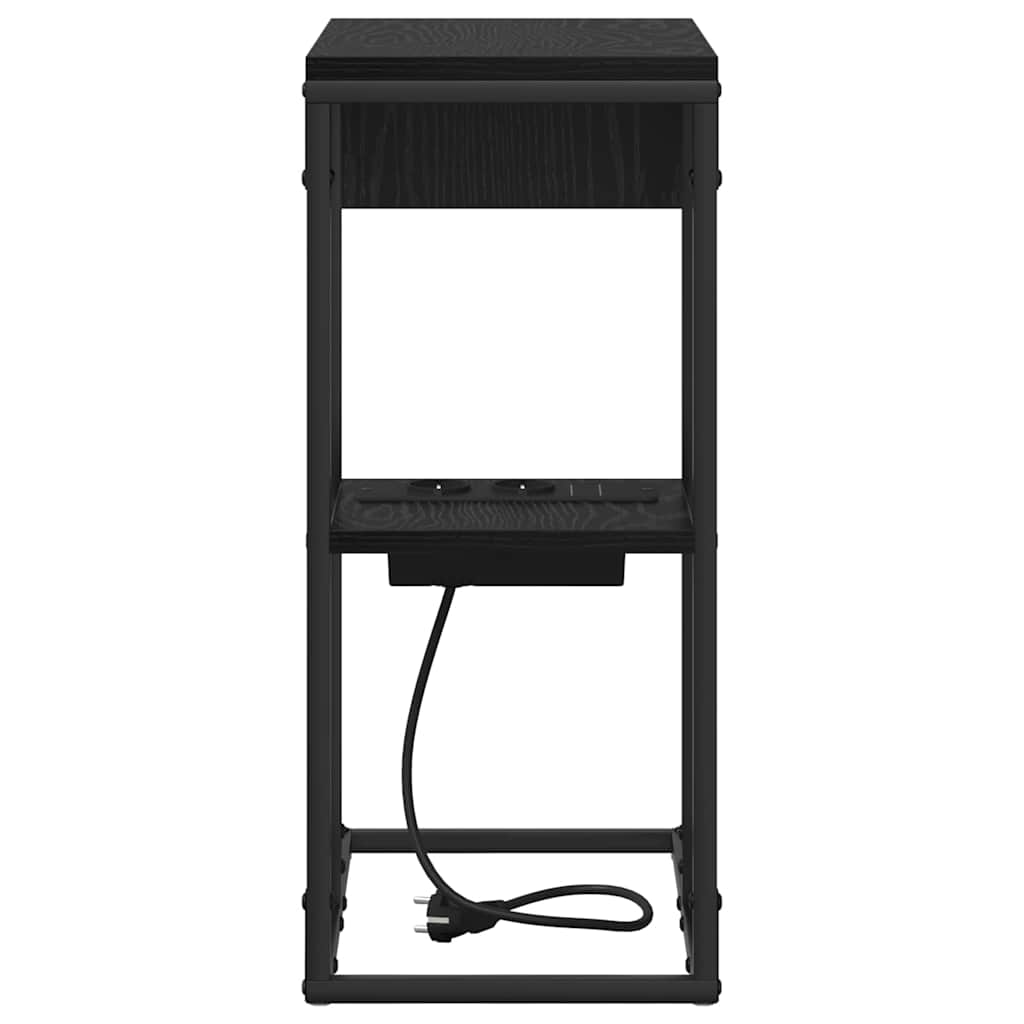 Bedside Table Black oak 41.5 x 26 x 60.5 cm Engineered wood