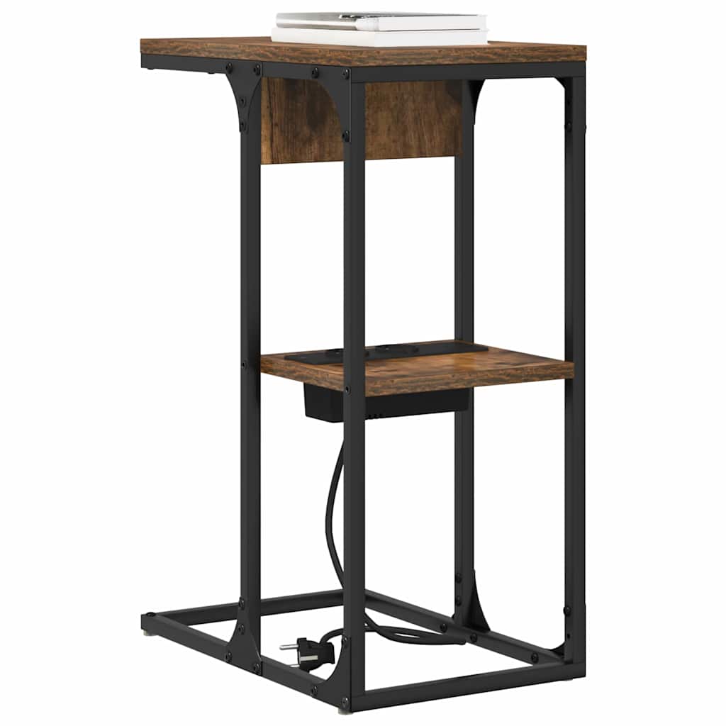 Bedside Table Smoked oak 41.5 x 26 x 60.5 cm Engineered wood