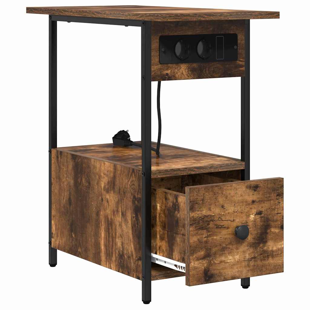 Bedside Cabinet Smoked oak 60 x 30 x 61 cm Engineered wood