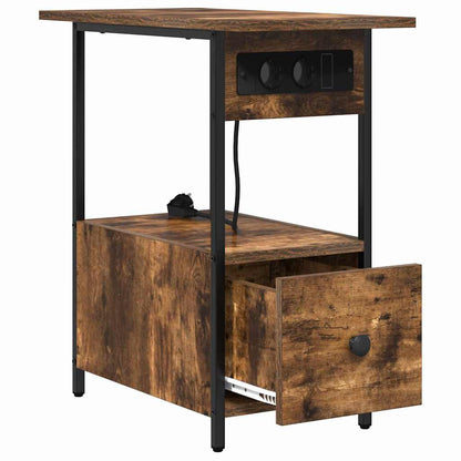 Bedside Cabinet Smoked oak 60 x 30 x 61 cm Engineered wood