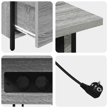 Bedside Cabinet Grey sonoma 60 x 30 x 61 cm Engineered wood