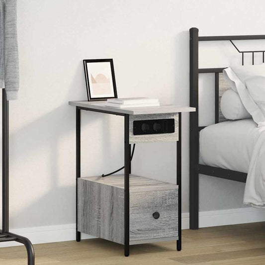 Bedside Cabinet Grey sonoma 60 x 30 x 61 cm Engineered wood